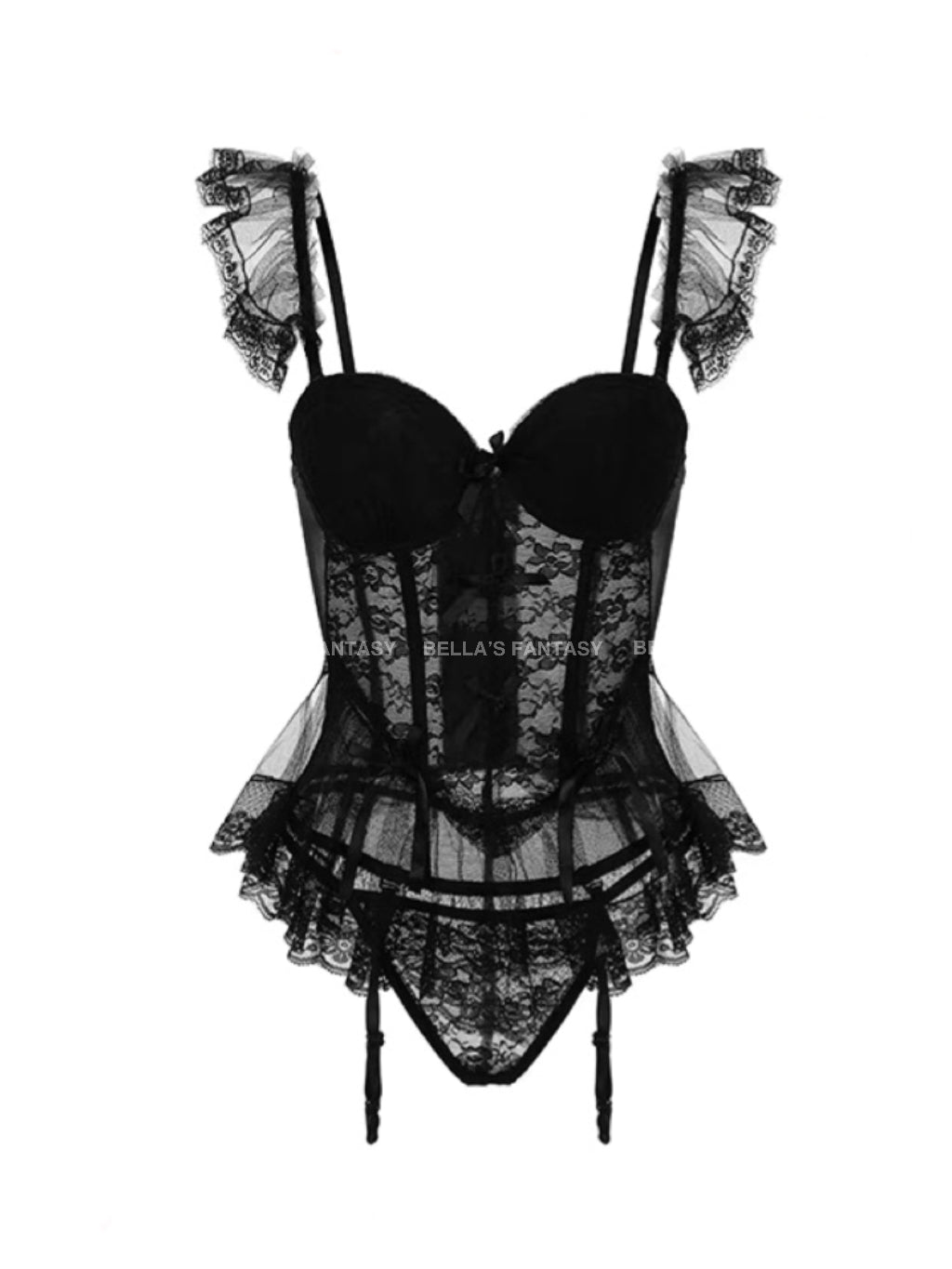 Stella Black Corset Lingerie set-Black