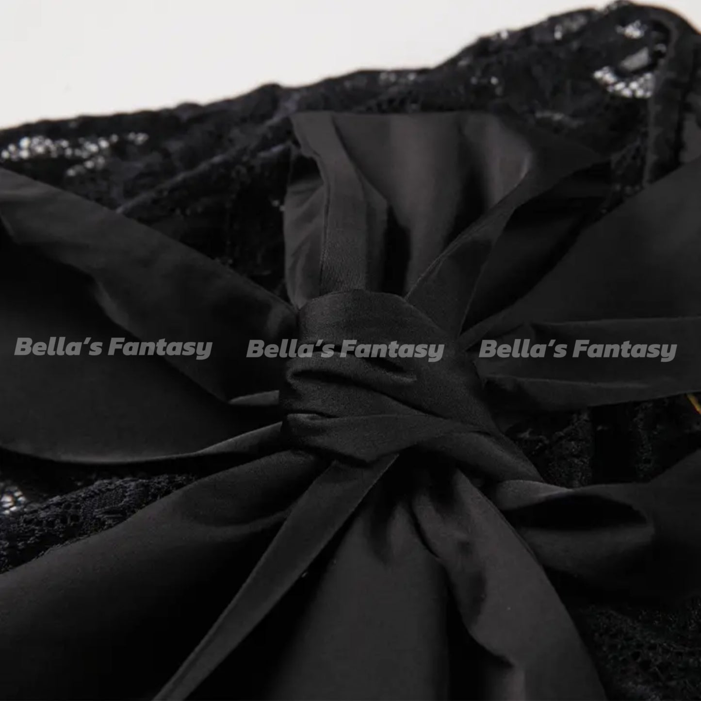 Bella's Fantasy Butterfly Open Bow Lingerie Crotchless Bodysuit Black Size M