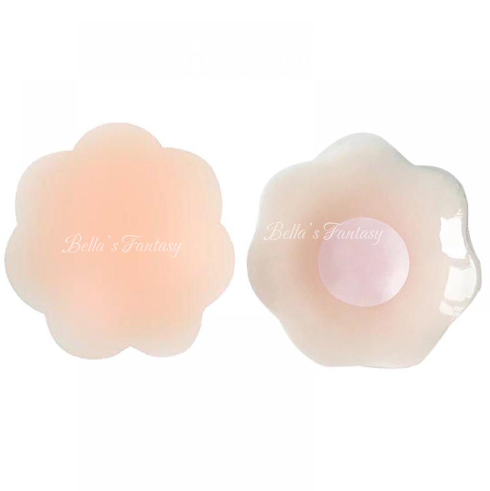 Bella’s Fantasy Nubra Reusable Stick-On Silicon Nipple Covers Invisible Self-Adhesive Anti-convex Flower Shape L 10cm 2pcs